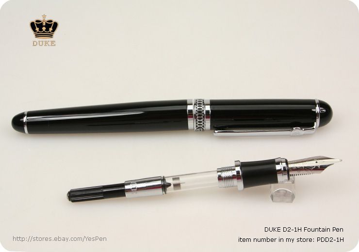 DUKE Fountain Pen Lacquered Black CT Weighty F Nib NEW  