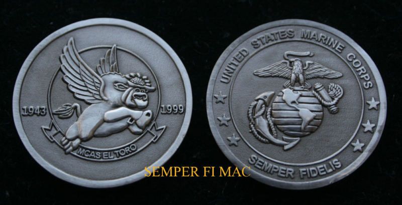 MCAS EL TORO US MARINES CHALLENGE COIN 3RD MAW BULL WOW  