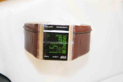 Diesel Mens Brown White Black Leather Cuff Sport Watch  