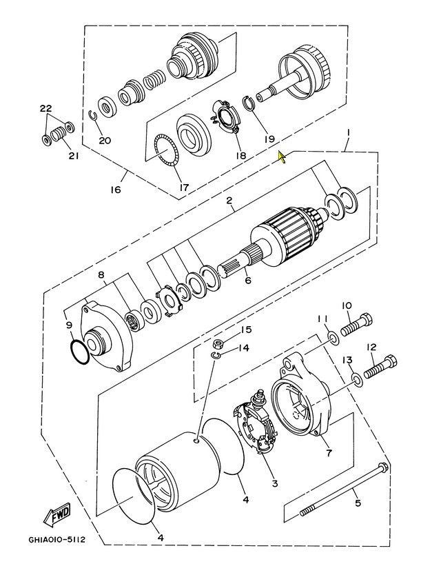 02 04 YAMAHA XL700 XL 700 STARTER BENDIX GEAR  