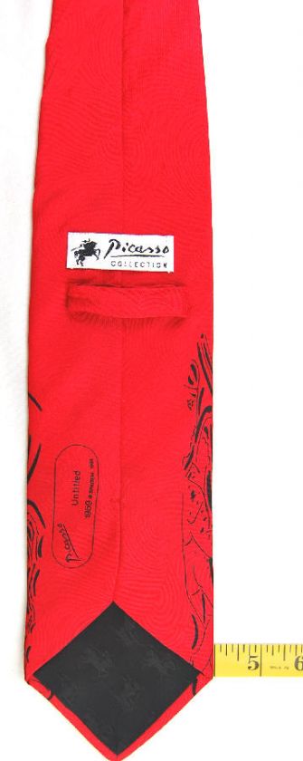 PICASSO COLLEC. UNTITLED BLACK RED HORSE SILK NECK TIE  