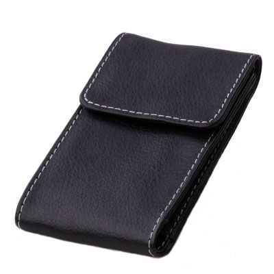 VERTICAL BLACK LEATHER BUSINESS CREDIT CARD HOLDER CASE  