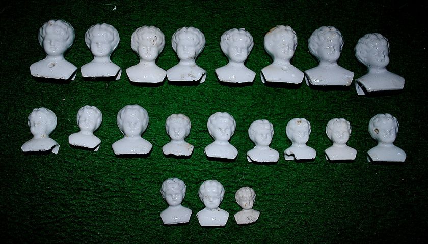 20 antique german china doll shoulder heads  