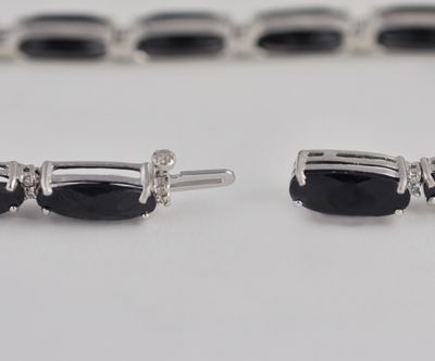 Black Onyx 14k White Gold Diamond Bracelet  