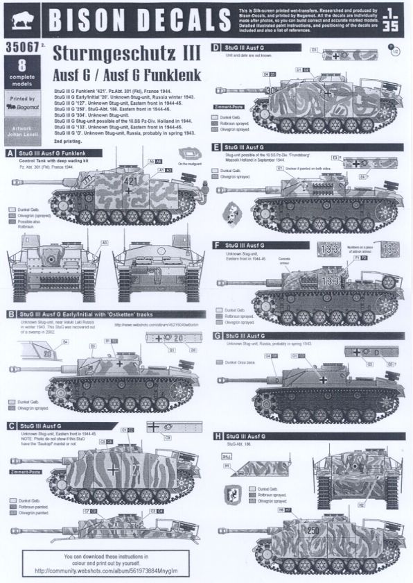 Bison Decals 1/35 STURMGESCHUTZ III AUSF G FUNKLENK  