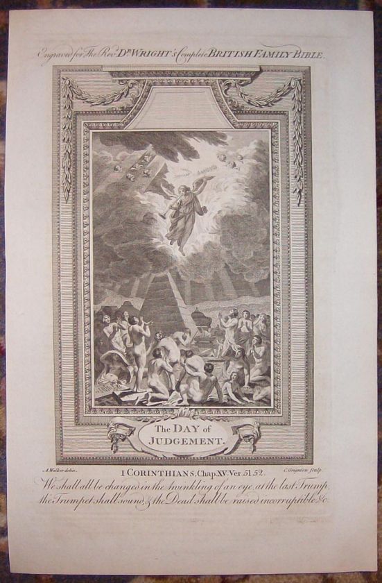 1781 FOLIO COPPER PLATE BIBLE ENGRAVING/JUDGMENT DAY  