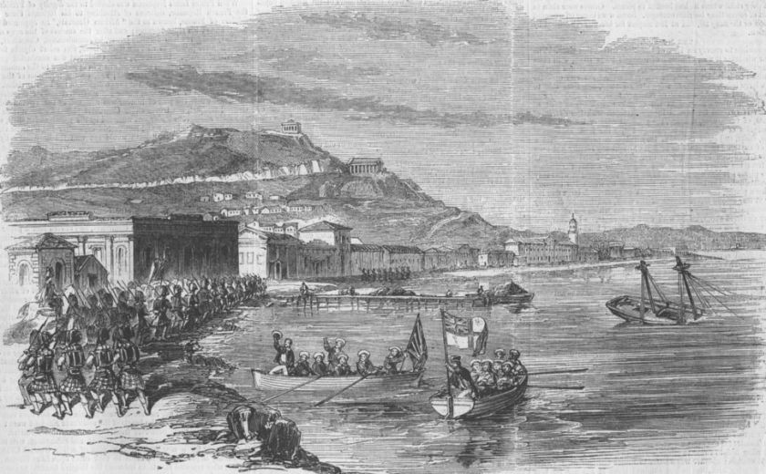 UKRAINE Crimean War Highlanders entering Kerch, 1855  