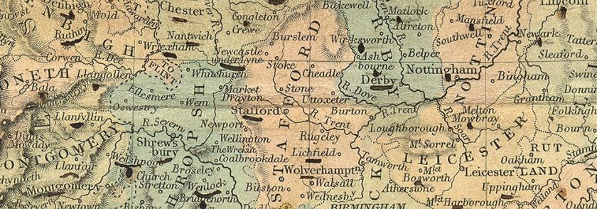 UK England Wales Sidney Hall, 1850 map  