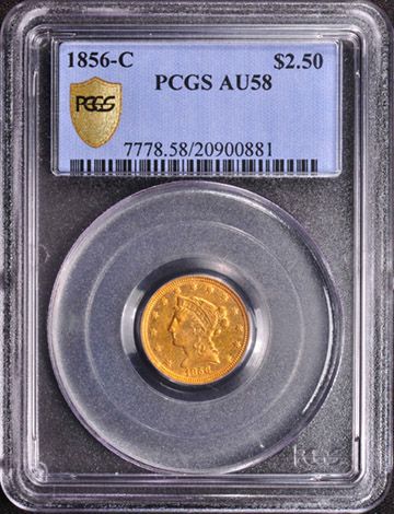 1856 C LIBERTY $2 1/2 PCGS AU 58  