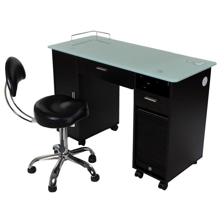 New Lockable Black Nail Salon Manicure Table MF 18B  