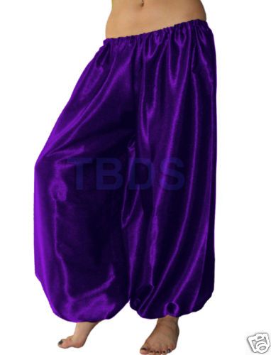 Bluish Satin Belly dance dancing yoga harem genie pants  