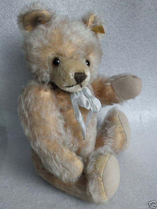 Steiff Vtg BLUE TIPPED Mohair MASK TEDDY BEAR 25 cm ID prototype promo 