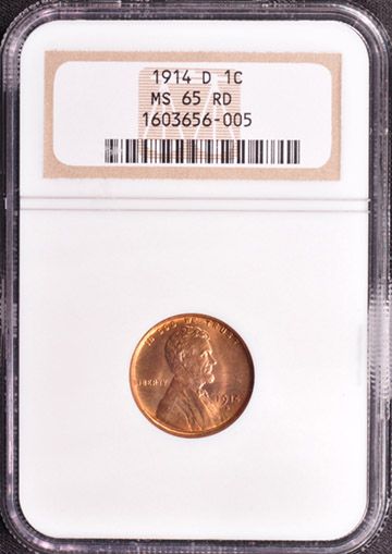 1914 D LINCOLN BRONZE 1C NGC MS 65 RD  