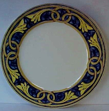 PIER ONE 1 PER40 YELLOW SCROLLS & BLUE DINNER PLATE /S  