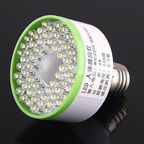 60 LED Light Screw E27 Bulb Cold White Auto IR Sensor  