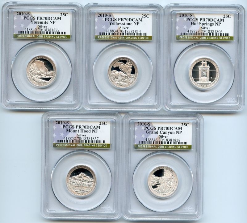 2010,2011, and 2012 SILVER NATIONAL PARKS QUARTER SETS PCGS PR70DCAM 