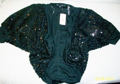 NWT LARGE Forever 21 XXI Dolman Sleeve Cropped SEQUIN Cardigan Shrug 