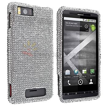 Silver Bling Hard Case Cover For Motorola Droid X MB810  