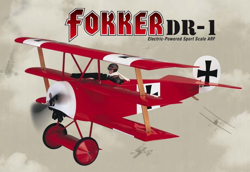 NEW Great Planes Fokker Dr.1 Triplane WWI EP ARF 29.5 735557011420 