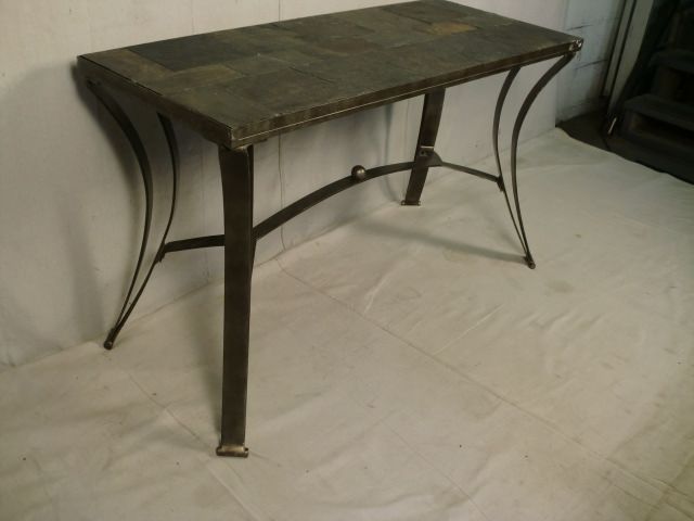 Contemporary Stone Top Metal Base Console Table (2879)r.  