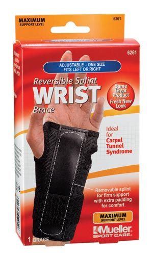 Mueller 6261 Reversible Splint Wrist Brace Carpal Tunnel Support Black 