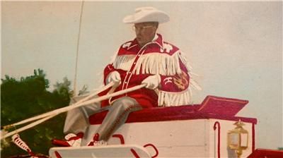 1950s Adv Sign APPLETON WISCONSIN Cowboy on Wagon NR  