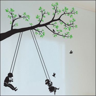 WALL DECAL VINYL DECOR MURAL STICKER TREE & SWING kids  