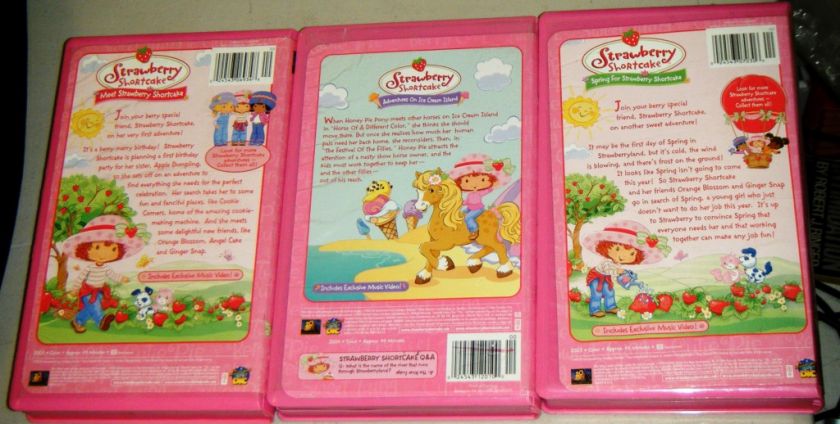 STRAWBERRY SHORTCAKE VHS Spring For, Meet, & Adventures On Ice Cream 
