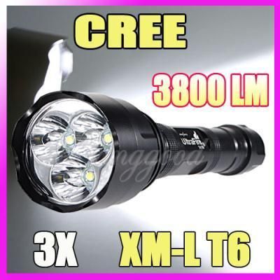   3x CREE XML XM L T6 5 Mode 3800 Lumen LED Flashlight Torch Super Power