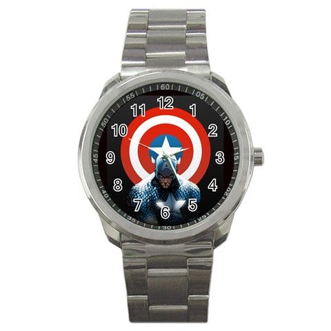 CAPTAIN AMERICA SUPER HERO SPORT METAL WATCH RARE  