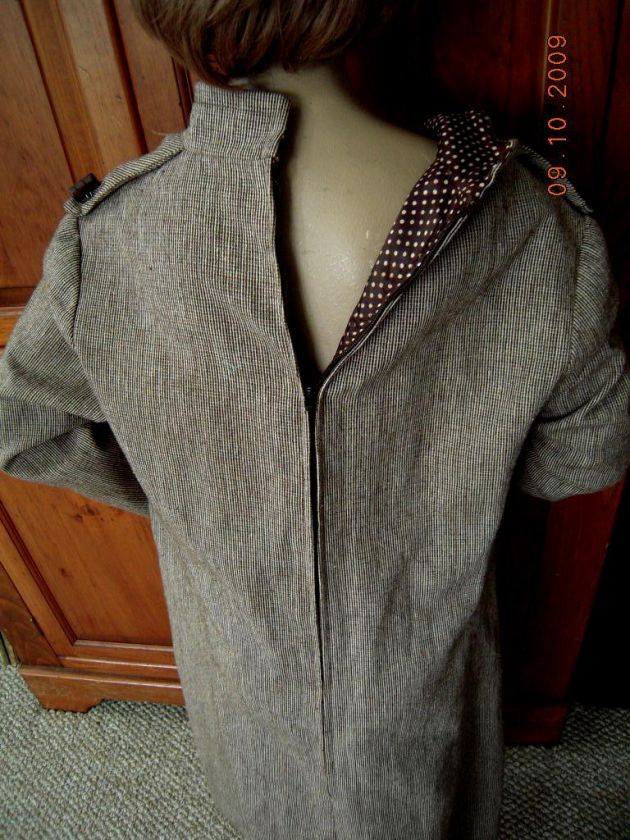 vintage WOMENS fashionable TWEED DRESS brown BUSINESS  