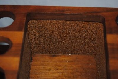 Beautiful Vintage 1950s solid Walnut Humidor and 6 pipe stand  