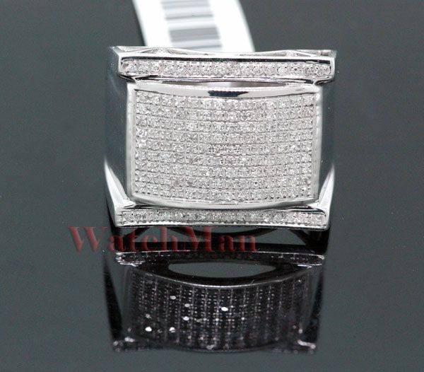 Mens 10K White Gold Diamond Cocktail Ring SVR 5661  