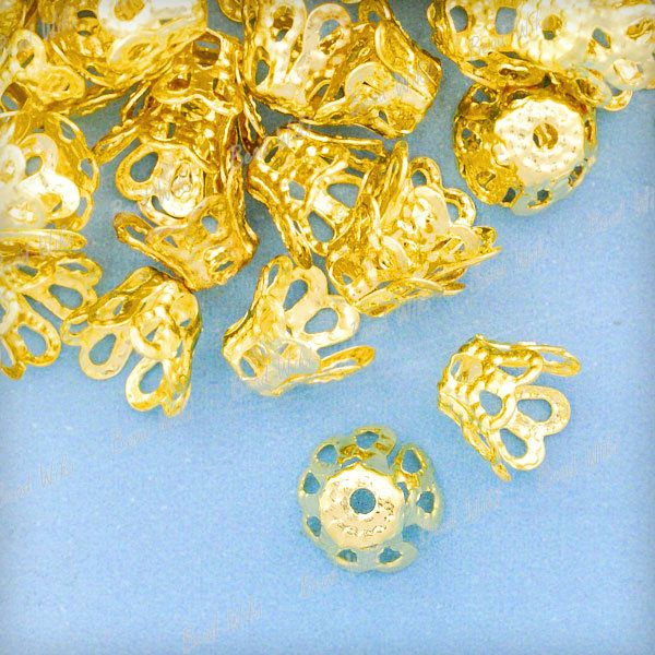   Gold Flower Iron Bead End Cap Findings Wholesale Lots 4.5x6.5mm BC0022