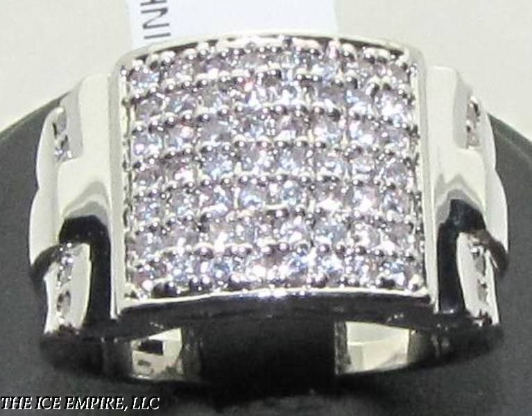 MENS ICY HIPHOP WHITE GOLD FINISH CZ RING SIZ118 R354  