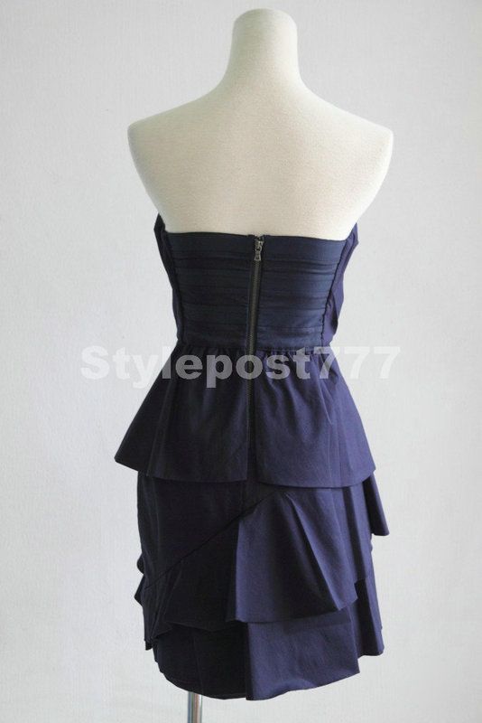 NWOT $396 Alice + Olivia Stephanie Ruffle Peplum Celebrity Star Navy 