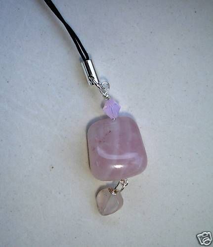 Rose Quartz & Swarovski Crystals Cell Charm Love Chakra  