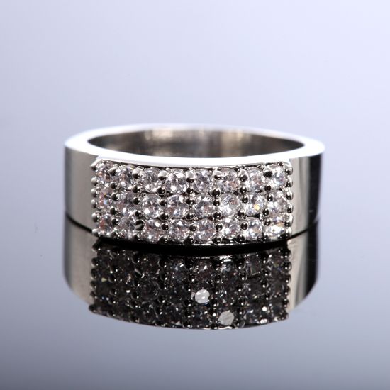 Xmas Gift White Topaz Stone Gold GP Jewelry Fashion Ring Size 7/O 
