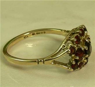 VINTAGE 9CT GOLD ENGLISH GARNET RING*SZ O  