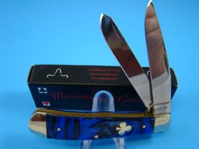 SS Mississippi Gambler Blue Club Trapper Pocket Knife 7040Club 