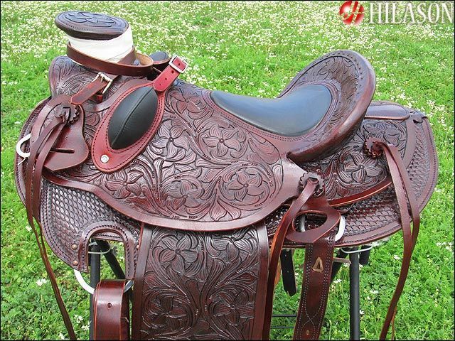 WD668M HILASON BIG KING WESTERN WADE RANCH ROPING SADDLE 17  