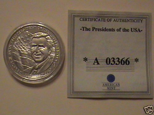 10 President George W Bush Coin with COA, Liberia 2003  