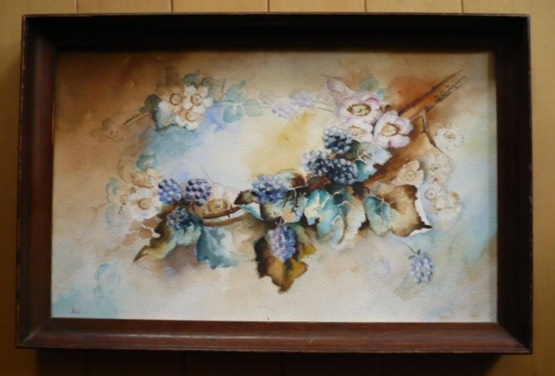 early botanical flowers painting, vintage watercolor  