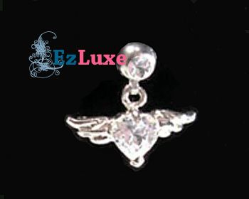 Korean PRINCESS HOURS 16g 1/4 Angel Wing Heart Piercing  