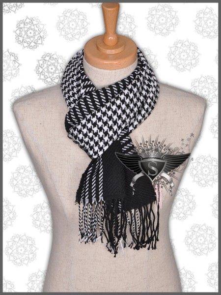   Houndstooth Fringed Men Shawl Scarves Wrap Glaring Rock Modern  