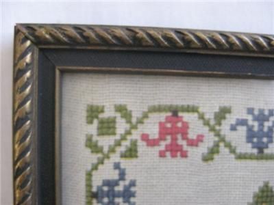 PF Volland 1917 Framed Print Antique Cross Stitch Sampler True 