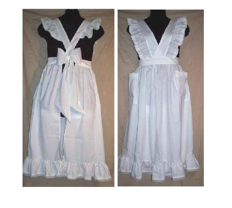 VICTORIAN APRON ruffled permapress WHITE sizes small 2X  