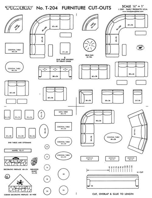 FURNITURE ARRANGING KIT 1/4 Scale  Interior Design  