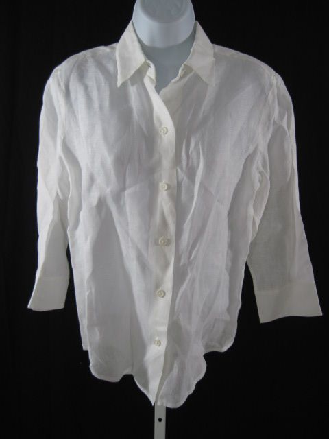 LINDA ALLARD ELLEN TRACY White Button Down Shirt Size 4  