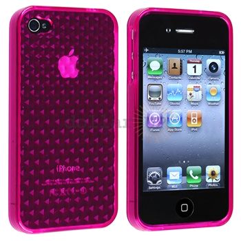   Silicone Case Cover+Privacy Film Accessory For Verizon iPhone 4 4G 4S